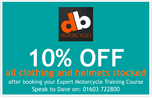 10 percent Off clothing & helmets after booking training