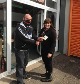 Dave welcoming Donna, our new Motorcycle Training Instructor, April 2021